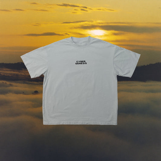 Sage tee front with black Cyber Genesis chest logo