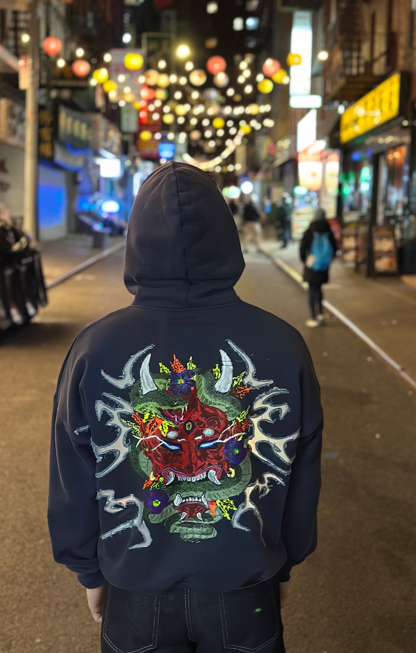 ONI SERPENT Hoodie. Power in chaos. Wrapped in bloom. 💥 Limited edition — hand-crafted cyber-artwear
