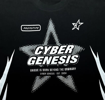 PROTOTYPE 8 Racing Tee Black chest print closeup