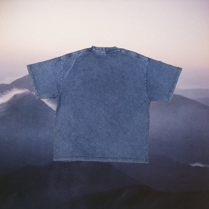 Acid wash indigo tee back, clean