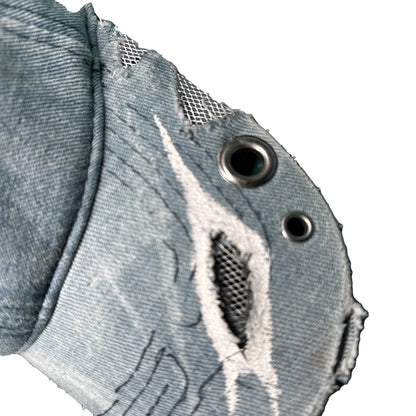SIGIL cap, light denim — brim detail with mesh