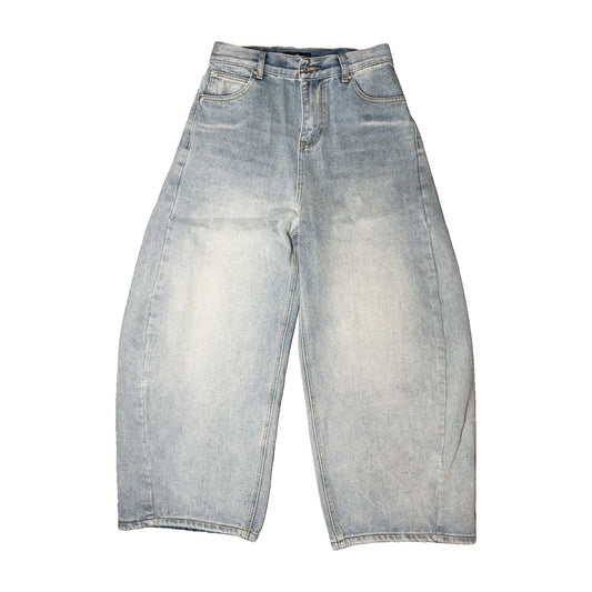 GHOST WASH barrel denim — front