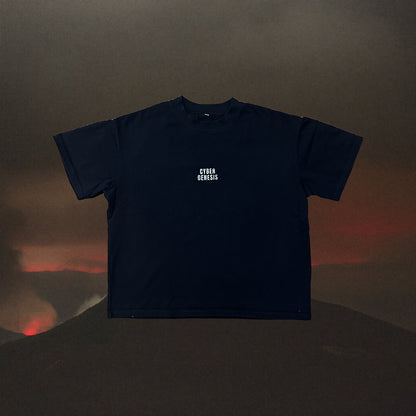Black tee front with white Cyber Genesis chest logo