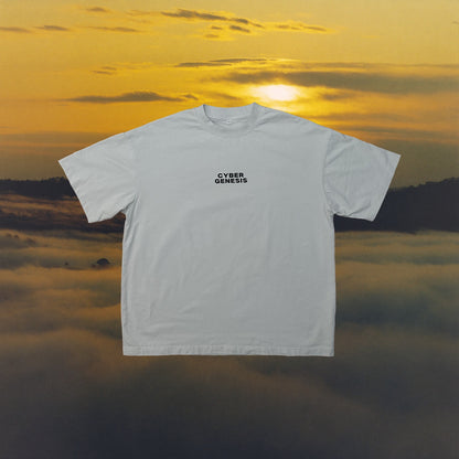 Sage tee front with black Cyber Genesis chest logo