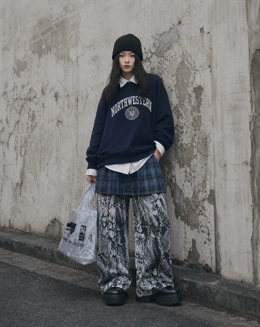 Snake Skin Baggy Pants | Oversized Wide-Leg Denim | Cyber Genesis