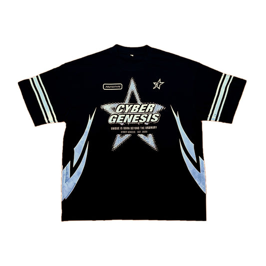 PROTOTYPE 8 black tee, front
